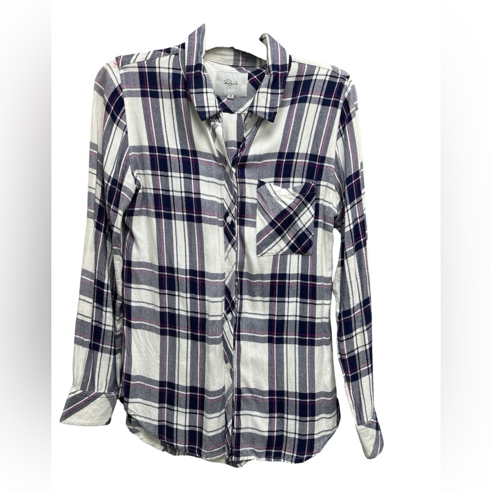 Rails Hunter White Navy Orchid Plaid flannel Button-Down Shirt  XS